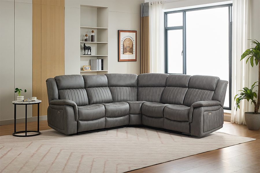 RC-7756 Living Room Power Reclining Sectional Sofa na may Invisible Charger Socket