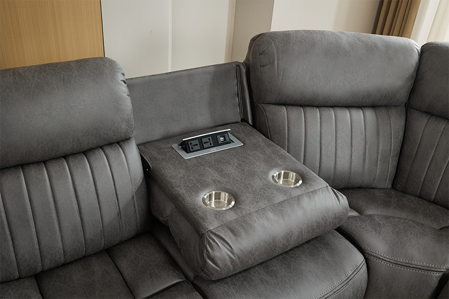 RC-7756 Living Room Power Reclining Sectional Sofa na may Invisible Charger Socket